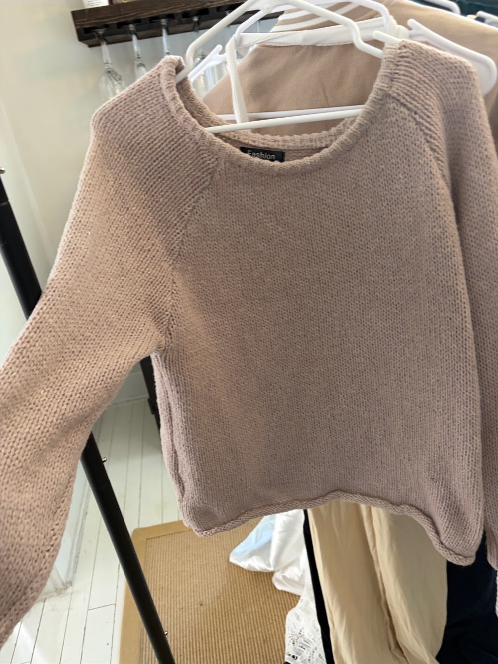 Off-the-Shoulder Ribbed Knit Sweater - Cream - Picture 3 of 4